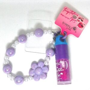 Simply Bella Temptation Lips Magic Lip Oil Phone Wristlet Purple #03 NWT
